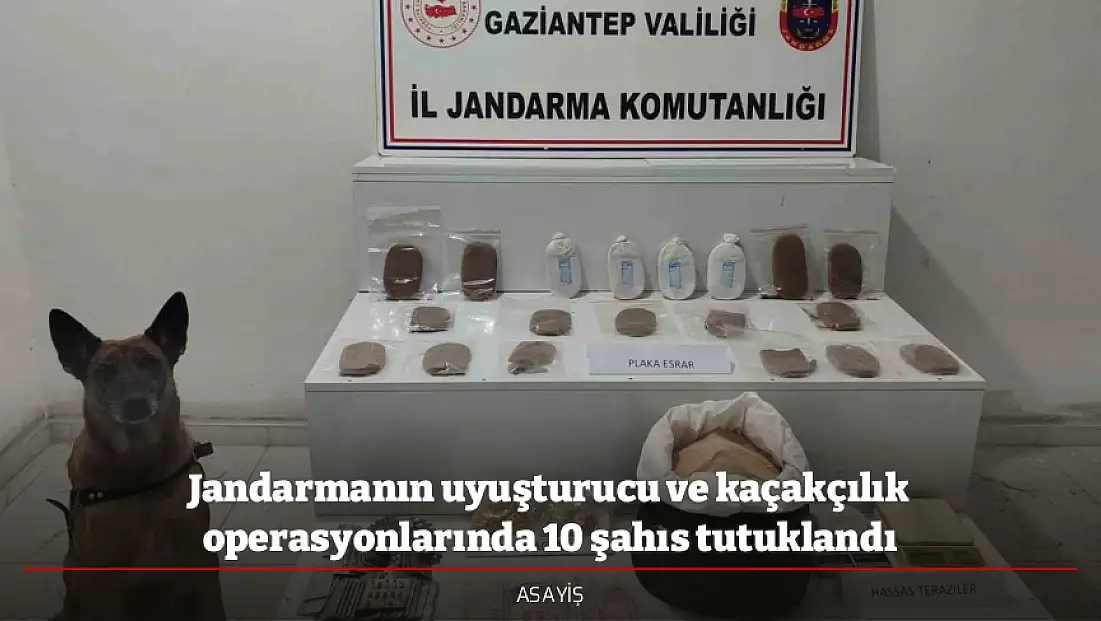 Jandarmanın uyuşturucu ve kaçakçılık operasyonlarında 10 şahıs tutuklandı