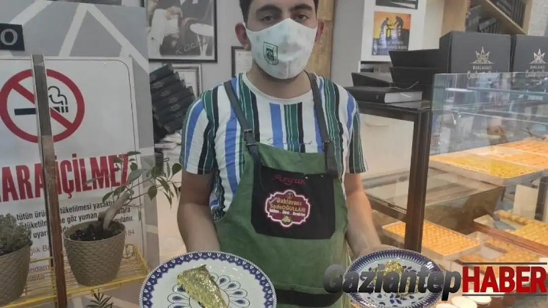 Altın kaplamalı baklava yaptı, dilimini 550 liradan satıyor