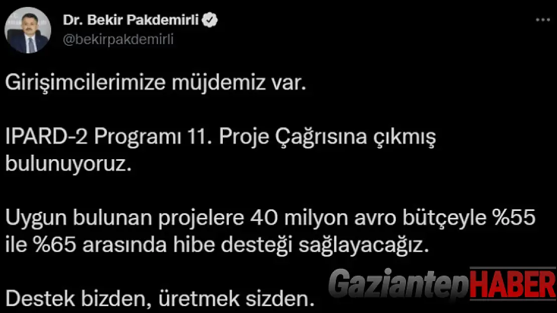 40 milyon euro bütçe ile hibe desteği sağlanacak