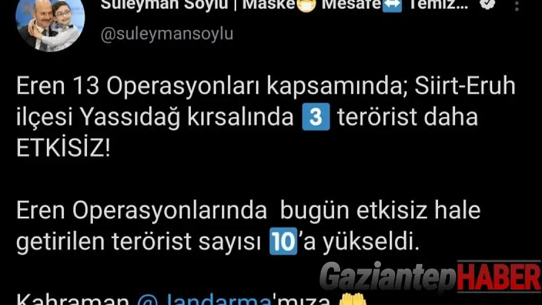 Eren Operasyonlarında bugün etkisiz hale getirilen terörist sayısı 10'a yükseld