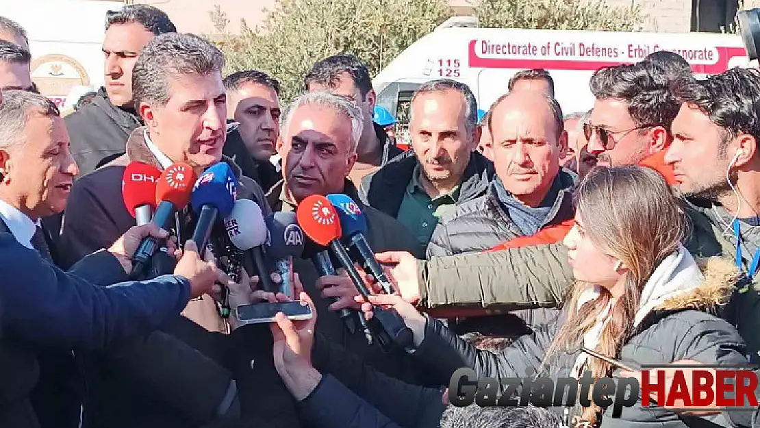 Barzani, depremin vurduğu İslahiye'de: 'Türkiye güçlü yönetimiyle bu acıları geride bırakacaktır'
