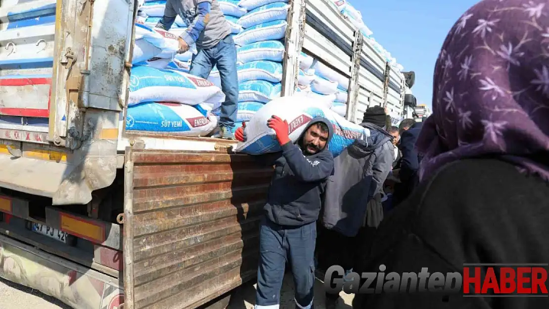 Besicilere yüzde 100 hibeyle 375 ton yem desteği