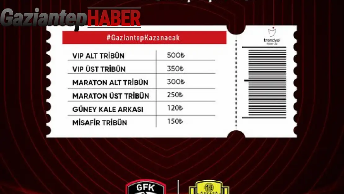 Gaziantep FK, MKE Ankaragücü Maçı Biletlerini Satışa Sundu