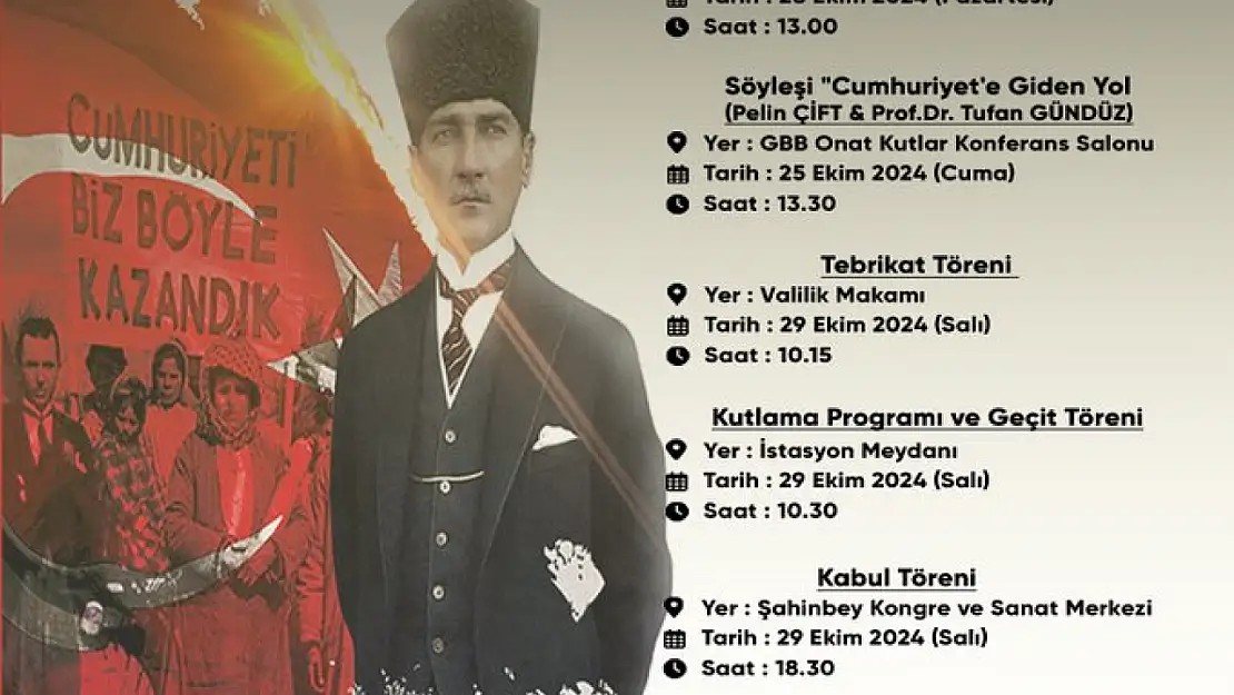 Gaziantep'te 29 Ekim Cumhuriyet Bayramı Kutlama Programında Değişiklik Yapıldı.