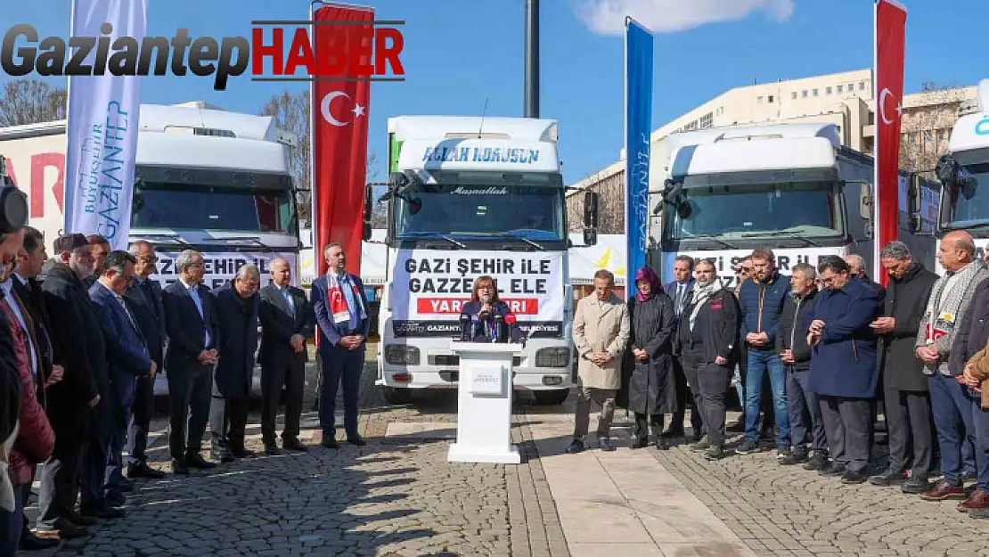 Gaziantep'te 5 tırdan oluşan insani yardım filosu Gazze için yola çıktı