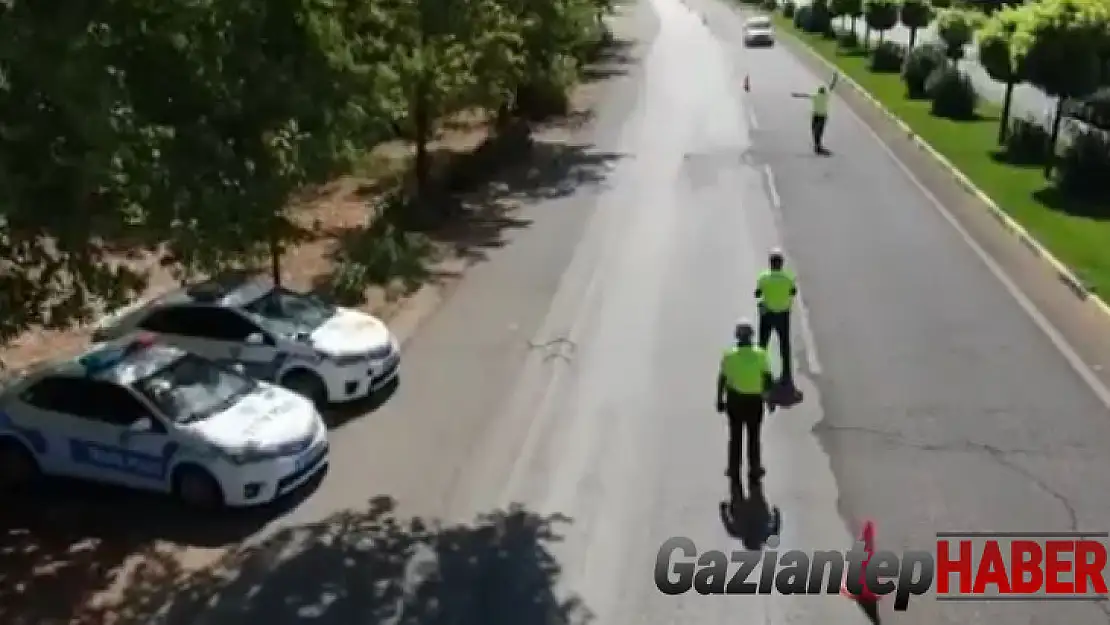 Gaziantep'te araçlar dronla denetlendi