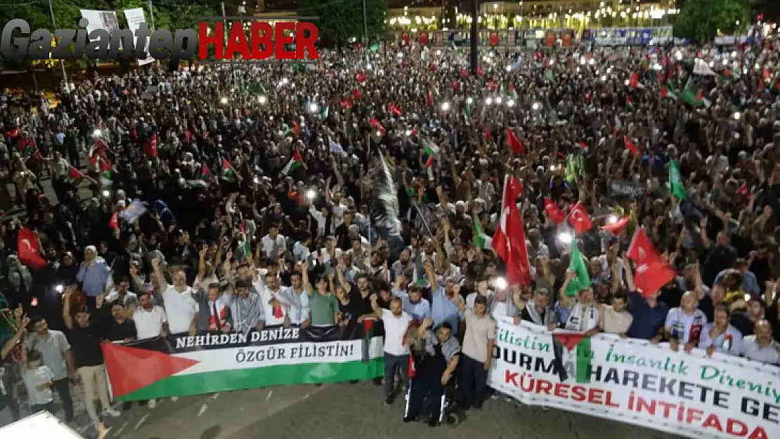 Gaziantep'te binlerce kişi Filistin ve Heniyye için yürüdü