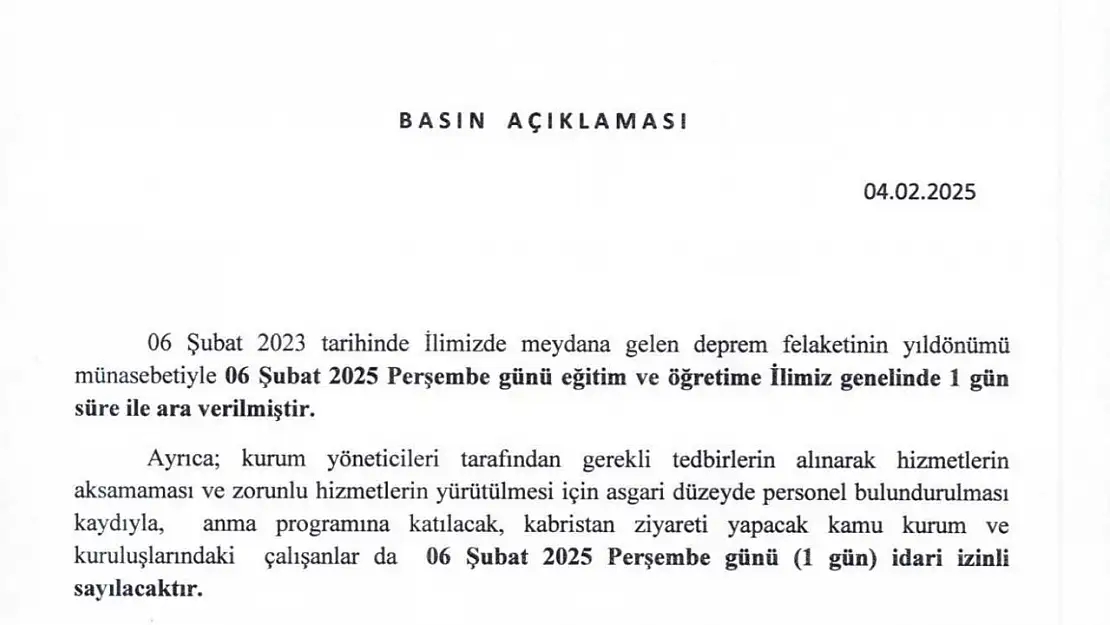 Gaziantep'te deprem yıldönümünde okullar tatil edildi