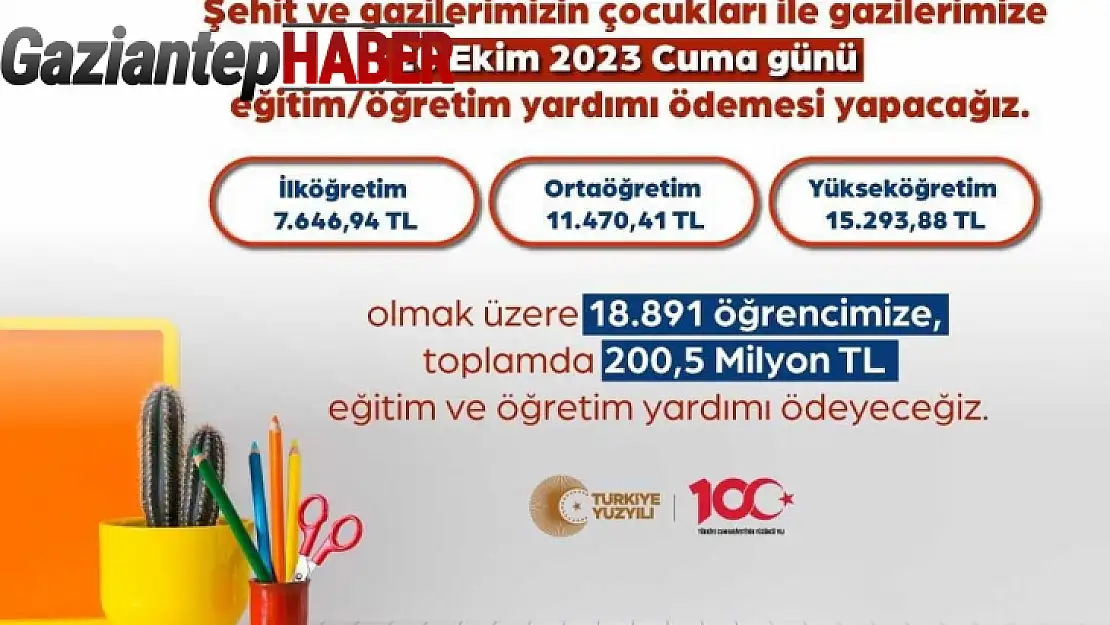 Şehit ve gazi çocuklarına 200,5 milyon lira eğitim yardımı yapılacak