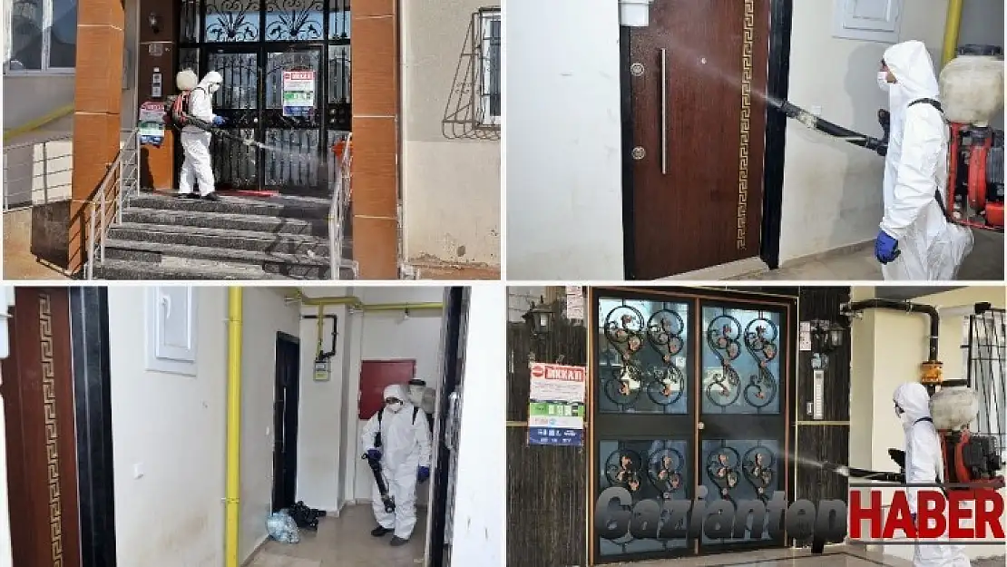 Şehitkamil'de covid vakası görülen binalar dezenfekte ediliyor