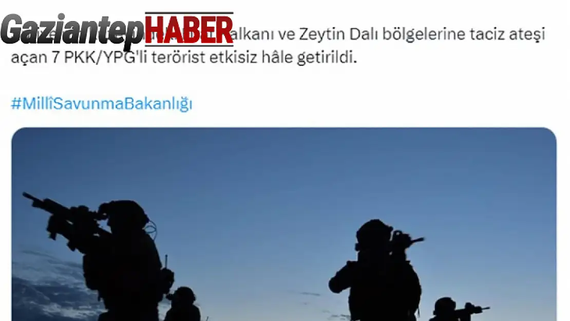 Suriye'nin kuzeyinde 7 PKK'lı terörist etkisiz hale getirildi