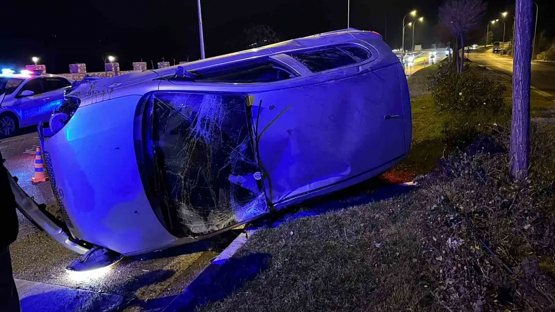 Takla atan araçtan burnu bile kanamadan çıktı