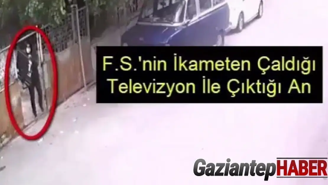 Televizyonu kucağına alıp kaçan hırsız yakalandı