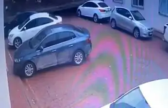 Gaziantep'te istinat duvarının çöktüğü anların görüntüsü ortaya çıktı