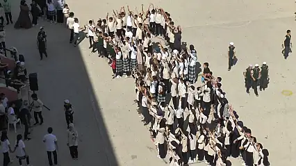 Gaziantep'te öğrencilerden Gazze'ye koreografili destek