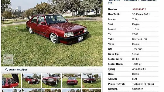 20 yıllık araba 165 bin liradan satışa çıktı
