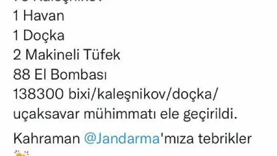 Bakan Soylu duyurdu: Hakkari'de terör örgütünün cephaneliği ele geçirildi
