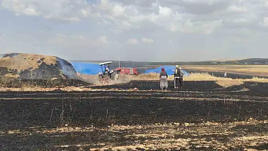 Biçerdöver hasat yaparken sıçrayan kıvılcımlar tarlayı küle çevirdi