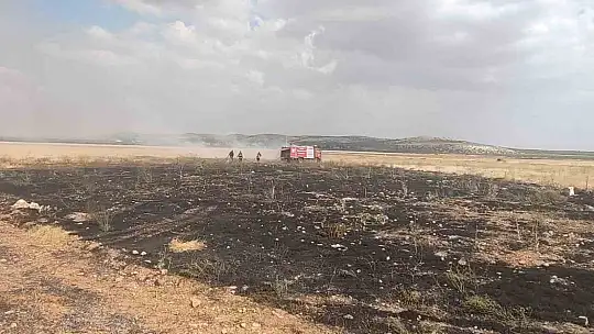 Biçerdöver hasat yaparken sıçrayan kıvılcımlar tarlayı küle çevirdi