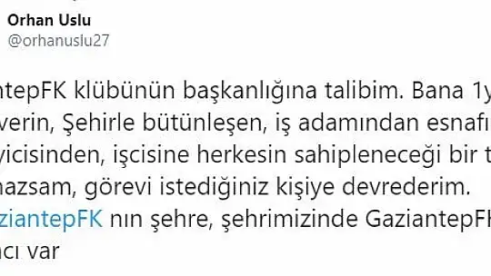 Gaziantep FK başkanlığına sürpriz aday