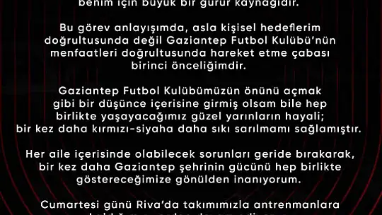 Gaziantep FK'dan Erdal Güneş açıklaması