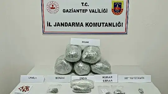 Gaziantep'te 1 kilo eroin, 7 kilo skunk ile 1 ton kaçak tütün ele geçirildi