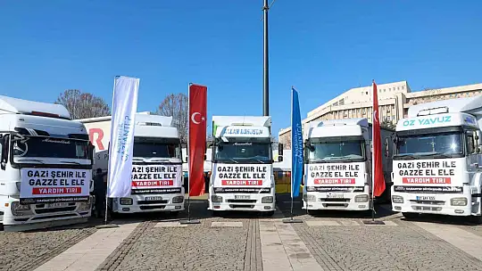 Gaziantep'te 5 tırdan oluşan insani yardım filosu Gazze için yola çıktı