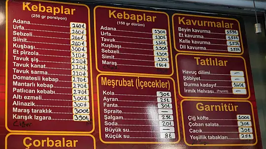 Gaziantep'te kafe ve restoranlarda fiyat listesi zorunluluğu uygulanıyor