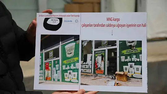 Gaziantep'te kargo çalışanları, müşterinin iş yerini basarak camı çerçeveyi indirdi
