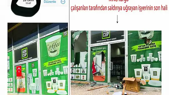 Gaziantep'te kargo çalışanları, müşterinin iş yerini basarak camı çerçeveyi indirdi