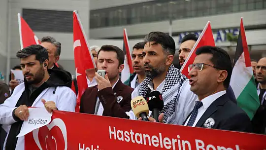 Gaziantep'te sağlık çalışanları Gazze'deki vahşete 'dur' dedi