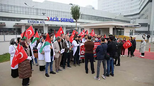 Gaziantep'te sağlık çalışanları Gazze'deki vahşete 'dur' dedi
