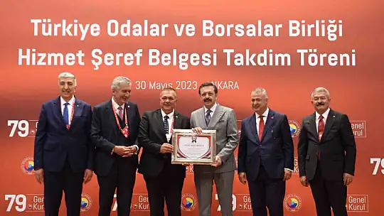 GTB Başkanı Akıncı'ya TOBB hizmet şeref belgesi