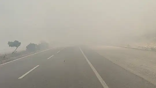 Anız yangını trafiği durdurdu