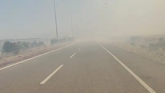 Anız yangını trafiği durdurdu