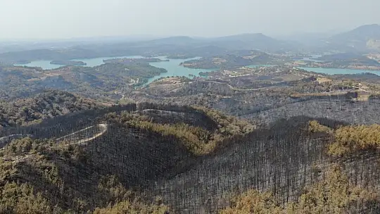 Manavgat 9 günlük yangın sonrası havadan görüntülendi