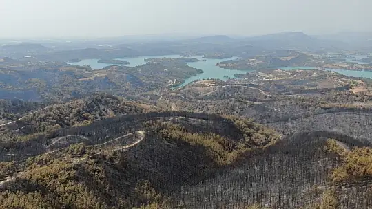 Manavgat 9 günlük yangın sonrası havadan görüntülendi