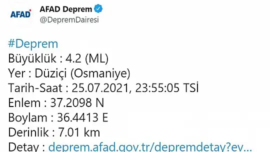 Osmaniye'deki deprem İslahiye'de paniğe sebep oldu