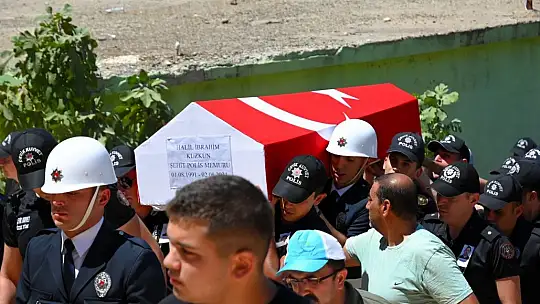 Şehit polis memuru Halil İbrahim Kuzkun son yolculuğuna uğurlandı