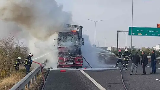 Seyir halinde alev alan tır kül oldu