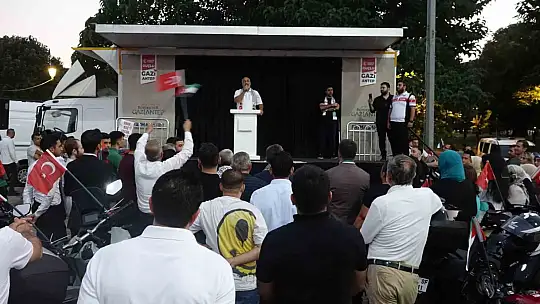 Yüzlerce motosikletli Filistin'e destek için konvoy oluşturdu