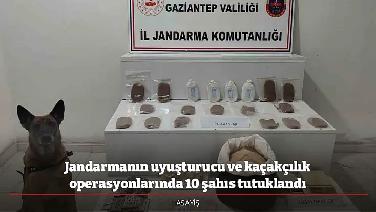 Jandarmanın uyuşturucu ve kaçakçılık operasyonlarında 10 şahıs tutuklandı