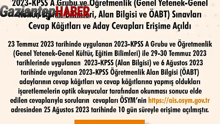 2023 KPSS cevap kağıtları ve aday cevapları erişime açıldı