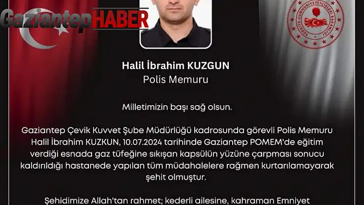 Eğitim sırasında yaralanan polis memuru şehit oldu