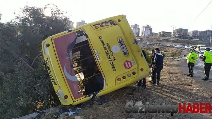 Gaziantep'te halk otobüsü şarampole yuvarlandı