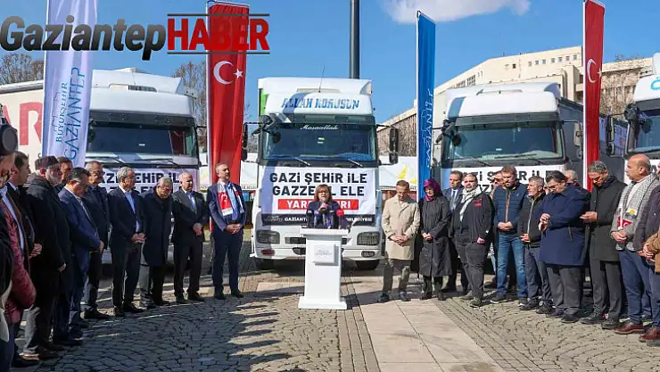 Gaziantep'te 5 tırdan oluşan insani yardım filosu Gazze için yola çıktı