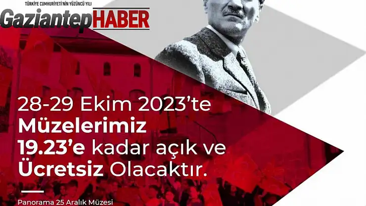 Gaziantep'te Cumhuriyet Bayramı'nda toplu taşıma ve müzeler ücretsiz