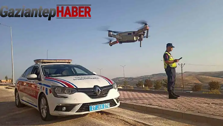 Gaziantep'te jandarmadan drone destekli trafik denetimi