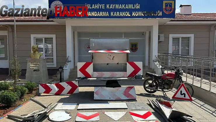 Gaziantep'te levha çalan şüpheli yakalandı