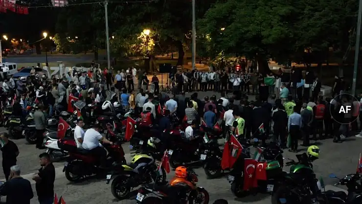 Gaziantep'te motosiklet sürücüleri İsrail'i protesto etti